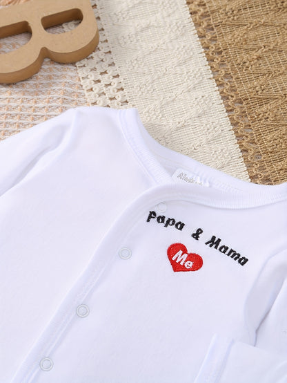 This 8pcs Soft Spring And Summer Set Is Suitable For Boys' And Girls' Clothing And Accessories With Heart Letters And Floral Patterns, Including Trousers, Hats, Bibs, Socks, Pants, Jackets And Tops, And Is Ideal For Outdoor Home Wear