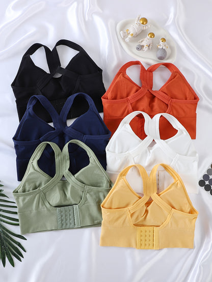 7-Pack Women'S Seamless Sports Bras | Racerback High-Impact Push-Up Bra with Removable Pads | Sweat-Wicking Non-Slip Support for Yoga And Running | Gym Essential Breathable Workout Bralette Bras for Women