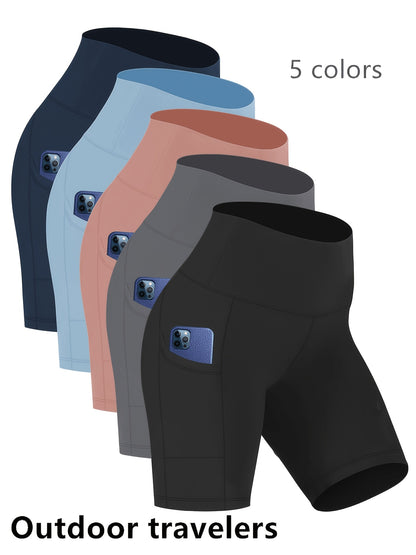 1pc High-Waisted Yoga Shorts for Women, Fashionable Casual Shorts, Sweat-Absorbing High-Elasticity Cycling Shorts, Training Running Sports Shorts