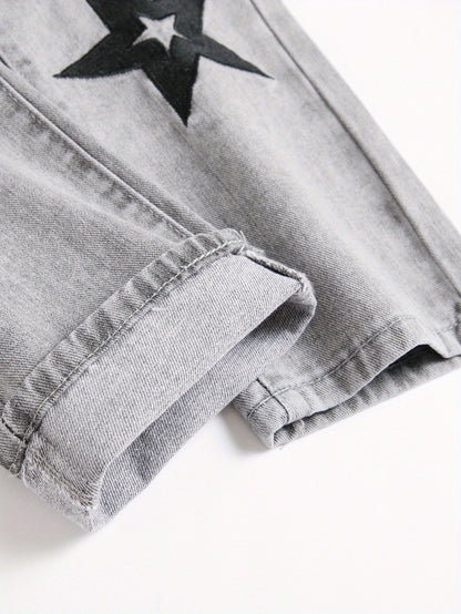 Men'S Torn Denim, Retro Faded Tapered Trousers, Basic Design, Slim Cut, Casual Pants for All Seasons, Ideal for Fall And Winter, Particularly for Christmas, Halloween, And Thanksgiving Presents
