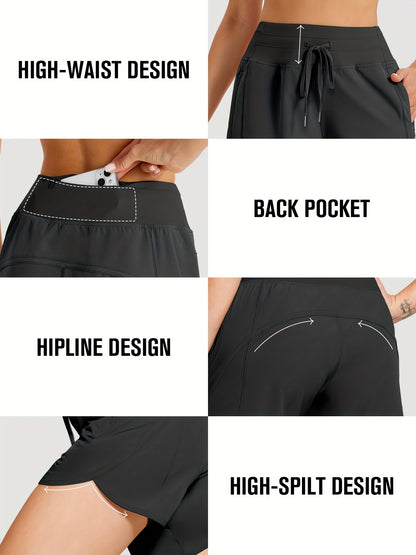 2-Pack Athletic Shorts for Women - Breathable Stretchy Quick-Dry Durable with Waistband for Running Gym Tennis Summer Running Short