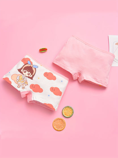 Vifine Random 8pcs Cute Cartoon Girl & Rabbit & Pony Print Briefs, Soft & Comfy Underwear Set, for All Season Wearing