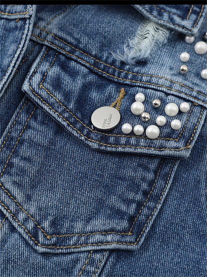 Oversized Women'S Denim Vest, Casual Jacket for Spring And Autumn Seasons