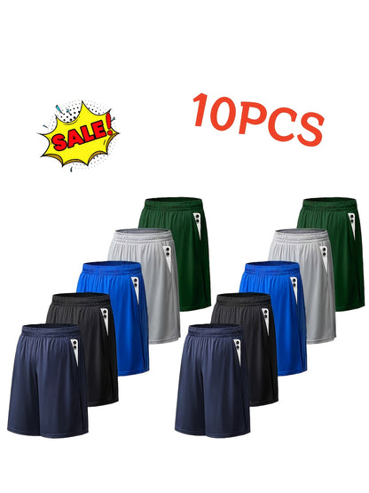Shorts 10pcs Quick Drying Men's Casual Sports Pants, Lightweight And Loose Fitness Shorts for Teenagers, with Drawstring Waistband And Side Double Pockets. Suitable for Boys to Run, Exercise, Travel, Play Ball, Stay At Home, And Send Friends.
