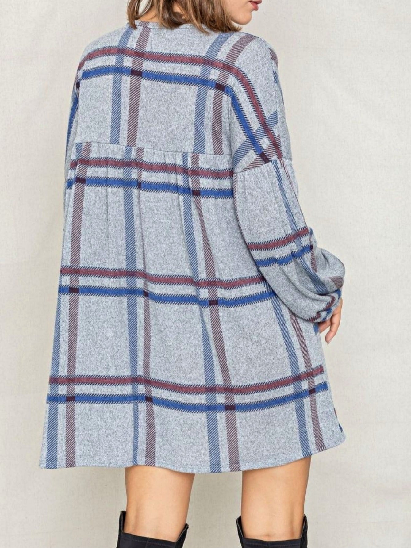 Light Grey Polyester Ruffle Tiered Dress - product view 30