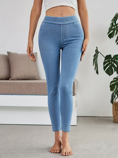 Women's High-Elastic Yoga Leggings with Front/Back Pockets - Solid Color Non- Workout Pants, 7/8 Length Fitness for Gym, Training, & Casual Wear - All-Season Comfortable Athletic Suit (Regular Cut)