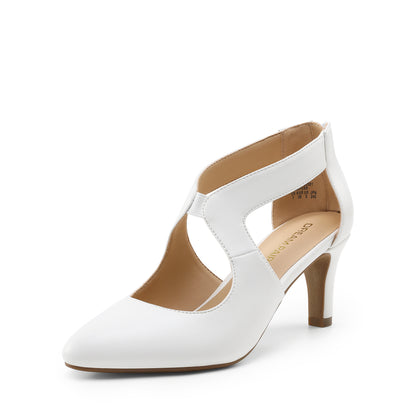Women's Pumps Closed Pointed Toe Kitten Heels Elegant Party Wedding Dress Shoes for Women Comfortable Cross Strap Wedding Prom Party Stiletto Shoes for Women