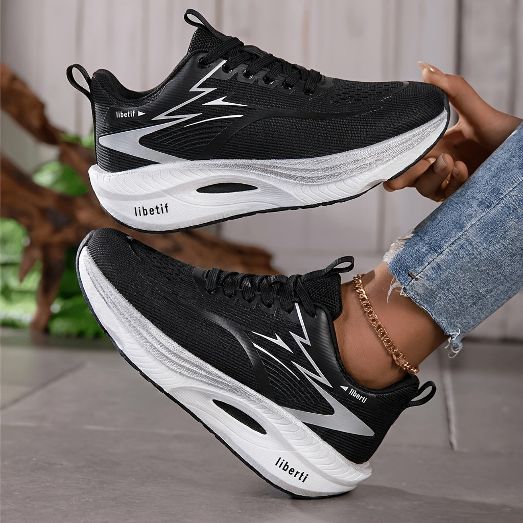 [Sneakers] New Women'S Fashionable Carbon Plate Running Shoes, Woven And Offset Printed Uppers, with MD And Rubber Soles, Featuring Cushioning, Rebound, Breathability, And Slip Resistance, Suitable for Daily Running, Racing, Training