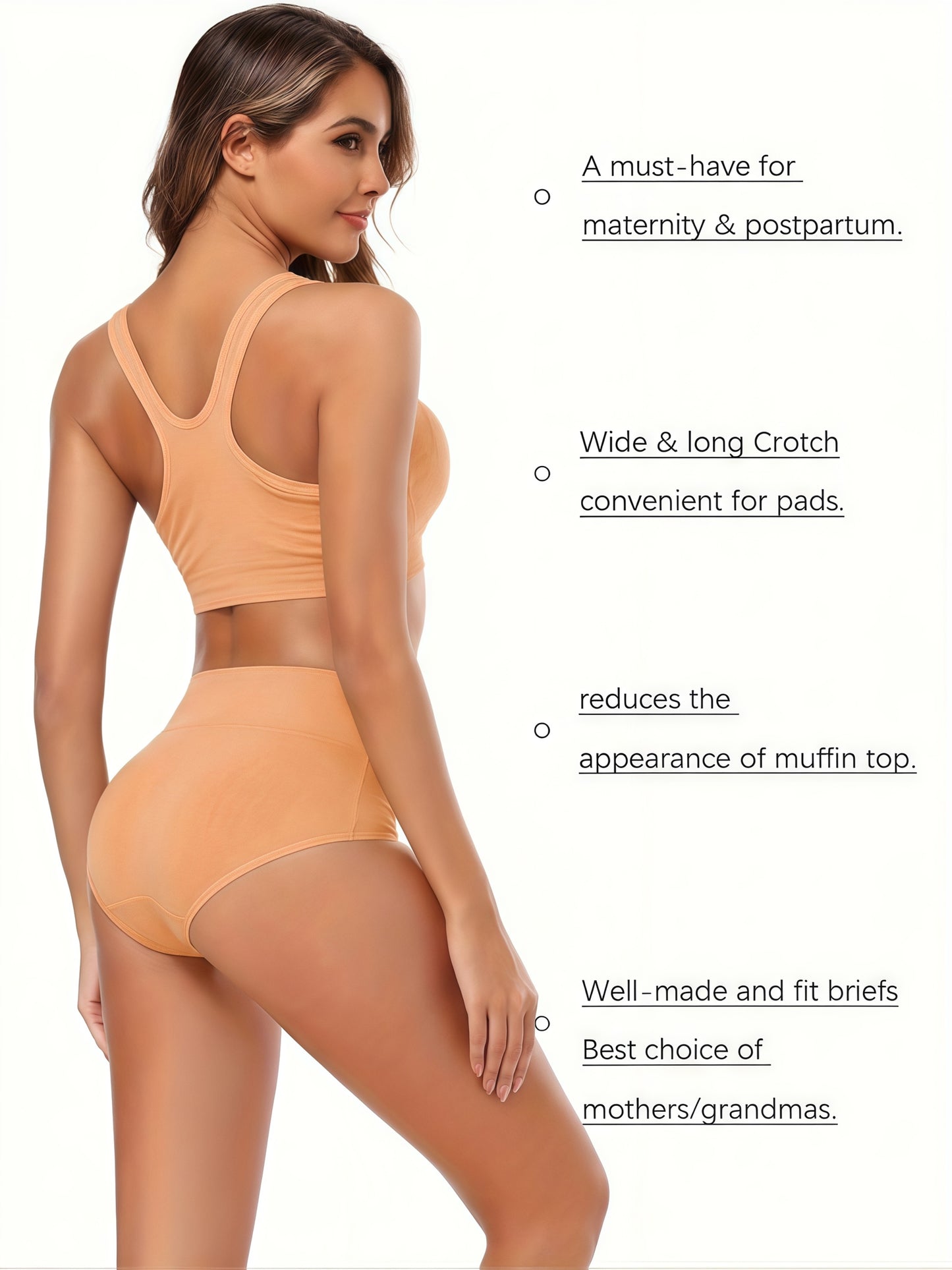 5pcs High Waist Solid Color Briefs, Comfy, Soft, Breathable, Stretchy And Elegant Lingeries for Women