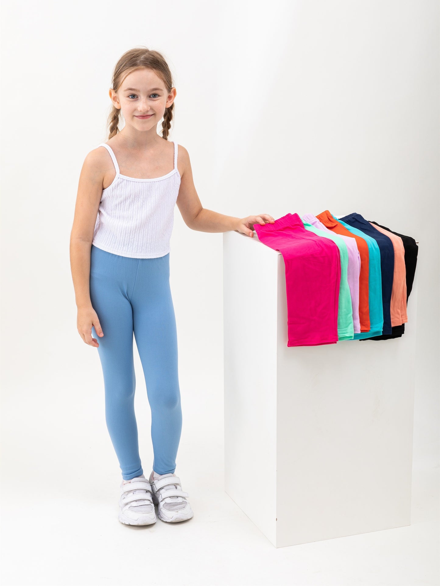 10pcs Random Girls' Cropped Leggings - High Stretch Polyester & Spandex Blend, Solid Color, Skinny Fit, Knit Fabric, All-Season Dance Pants, Non-High Quality, 92% Polyester 8% Spandex