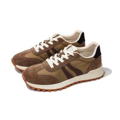 Women's Genuine Leather Chunky Lug Sole Lace Up Running Shoes Casual Designed Fashion Sporty Sneakers AA1127n