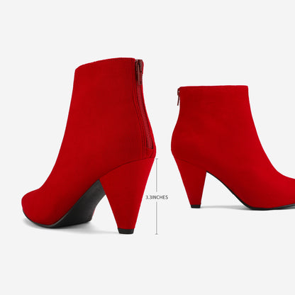 Women's Pointed Toe Ankle Boots High Heel Booties Fashion Zipper Dress Boots