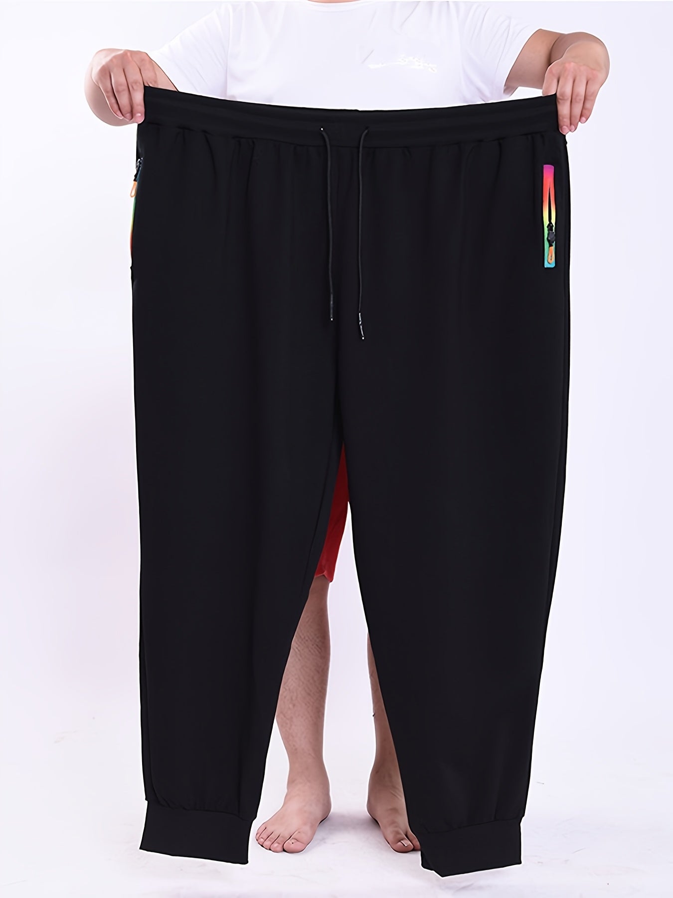 Men'S Plus Size Casual Sports Trousers 2XL-9XL - Loose Fit, High Stretch, Zipper Closure, All-Season Comfort, Weekend Casual Attire, Casual Sports Apparel | Relaxed Fit Trousers | Comfortable Design