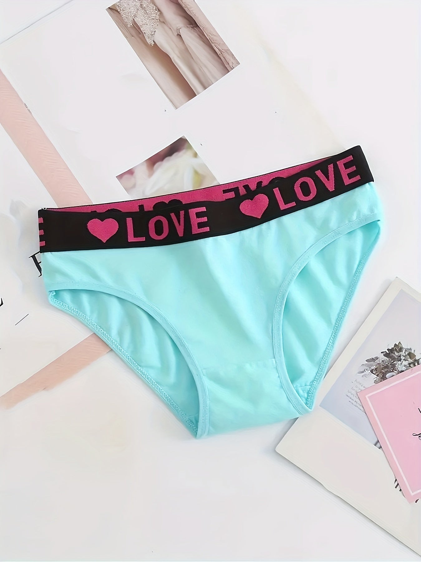 6 Seamless Letter Printed Color Blocked Triangle Pants, Sexy, Comfortable, Breathable And Elastic Underwear, Women's Underwear And Underwear