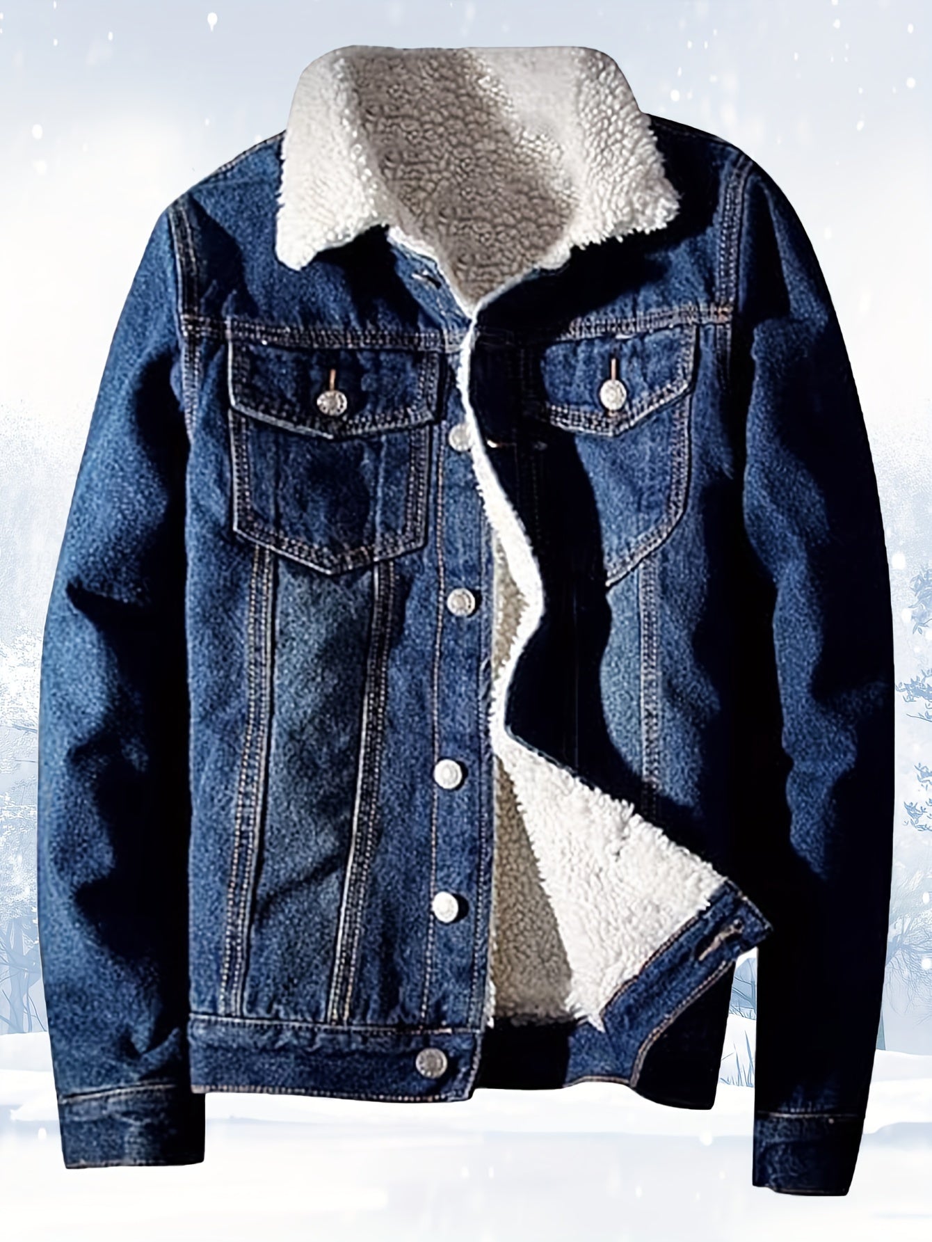 Men's Sherpa Fleece Lined Denim Jacket - Warm Winter Trucker Jacket - Cowboy Jean Jacket - Soft Fleece Lining & Durable Denim - For Men - Perfect for Cold Weather & Outdoor Activities - Ideal Gift for Winter Holidays