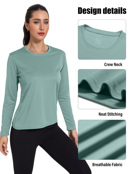 5pcs Women's Quick-drying And Breathable Long-sleeved T-shirt Set, Basic Base Layer for Training, Moisture-wicking, Women's S Tops, Suitable for Casual Attire.