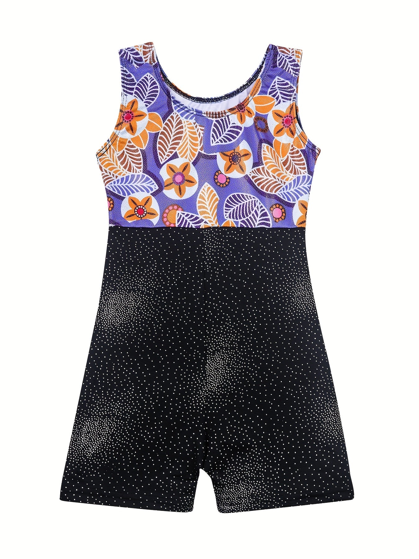 Girls Sleeveless Compression Gymnastics Suit, One-piece Bodysuit for Exercise Training, Perfect for Outdoor