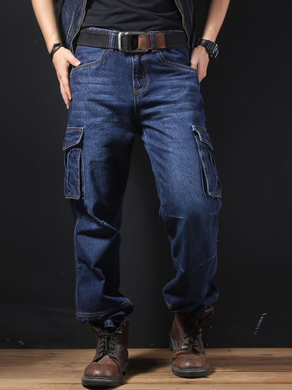 Men's Straight Leg Jeans - Classic Wash Utility Pocket