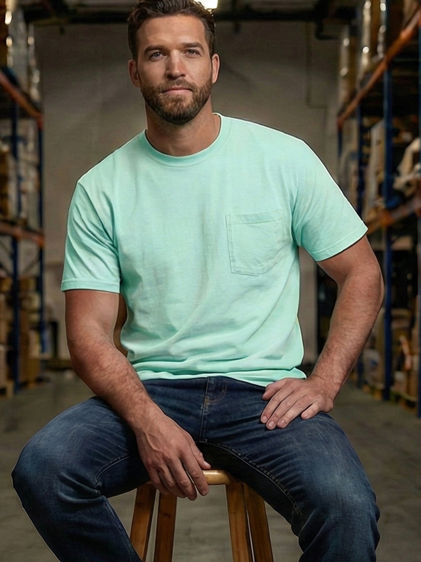 5pcs Men Unisex 100 Cotton Pocket T Shirts Short Sleeve Crew Neck Loose Fit Solid - product view 29