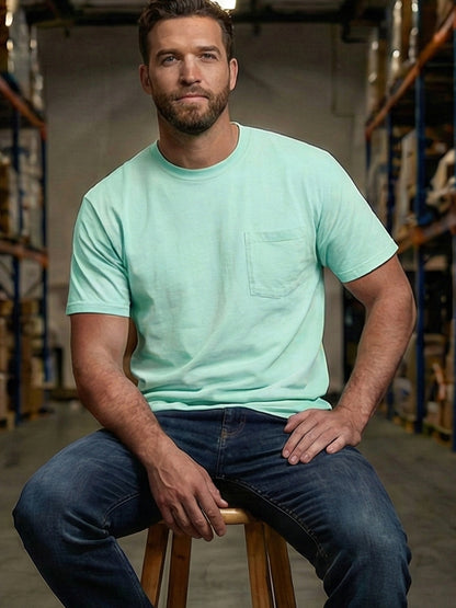 5pcs Men Unisex 100 Cotton Pocket T Shirts Short Sleeve Crew Neck Loose Fit Solid - product view 29