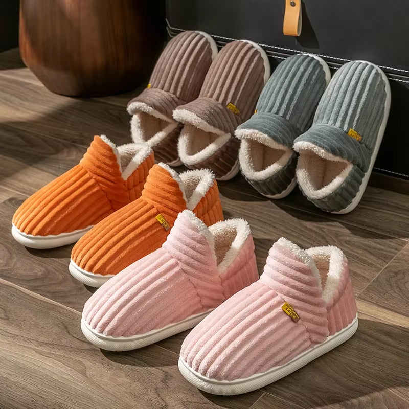 1 pcs Fashionable plush slippers, men's and women's winter indoor fluffy warm plush home slippers, outdoor plush soft fur slippers