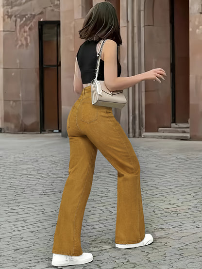 Women's 2026 New Military Green Straight-Leg Jeans - Stretch Denim Pants with Super Soft Breathable Fabric, Straight-Cut Leg for - Daily Wear, Casual & -Casual Outfits (Machine Washable) - Non- Solid Color