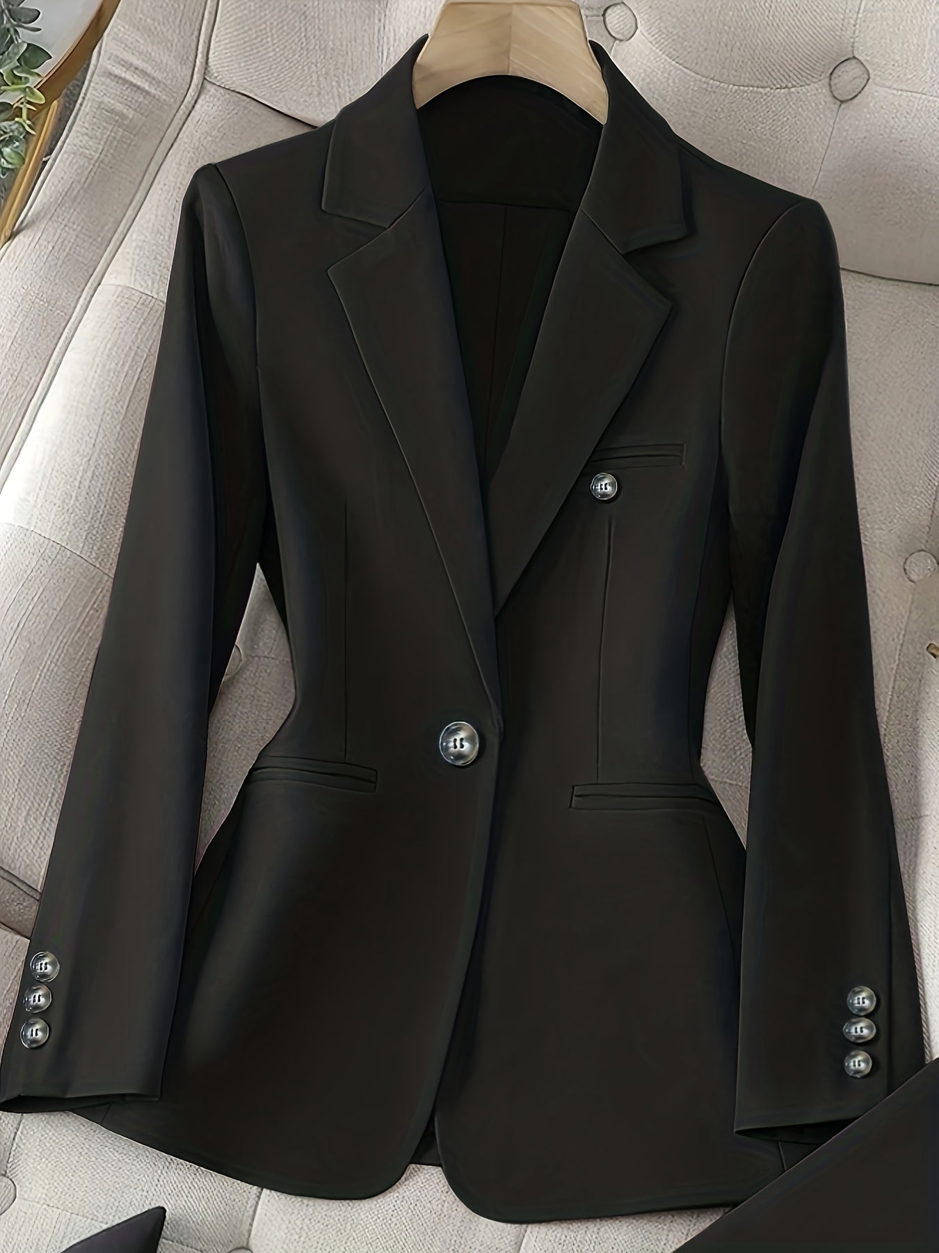 Solid Color Single Button Long Sleeve Single-Breasted Waistcoat Suit Pants 2pcs Set