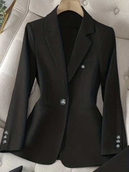 Solid Color Single Button Long Sleeve Single-Breasted Waistcoat Suit Pants 2pcs Set