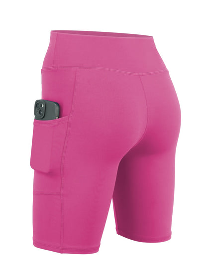 6-pack Large Size Sport Shorts For Women, Fashionable Casual Shorts, High-waist High-stretch Yoga Shorts, 5-inch Shorts With Phone Pocket