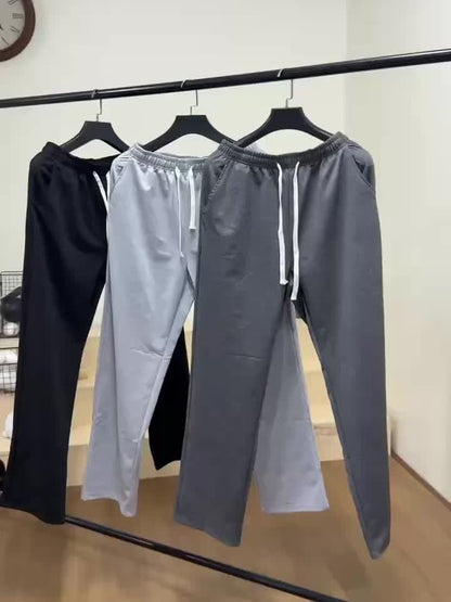 3pcs Men's Lightweight Soft Joggers - Loose Fit Straight Leg Pants Waist, Light Grey & Black/Dark Grey, All-Season Comfort Suitable for Gym, Casual Wear, Everyday Use - Straightforward Casual Style (Stock Available)