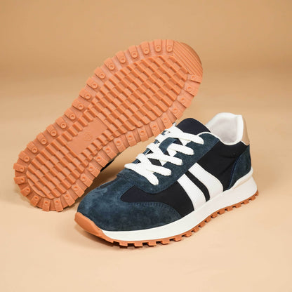 Women's Genuine Leather Chunky Lug Sole Lace Up Running Shoes Casual Designed Fashion Sporty Sneakers AA1127n