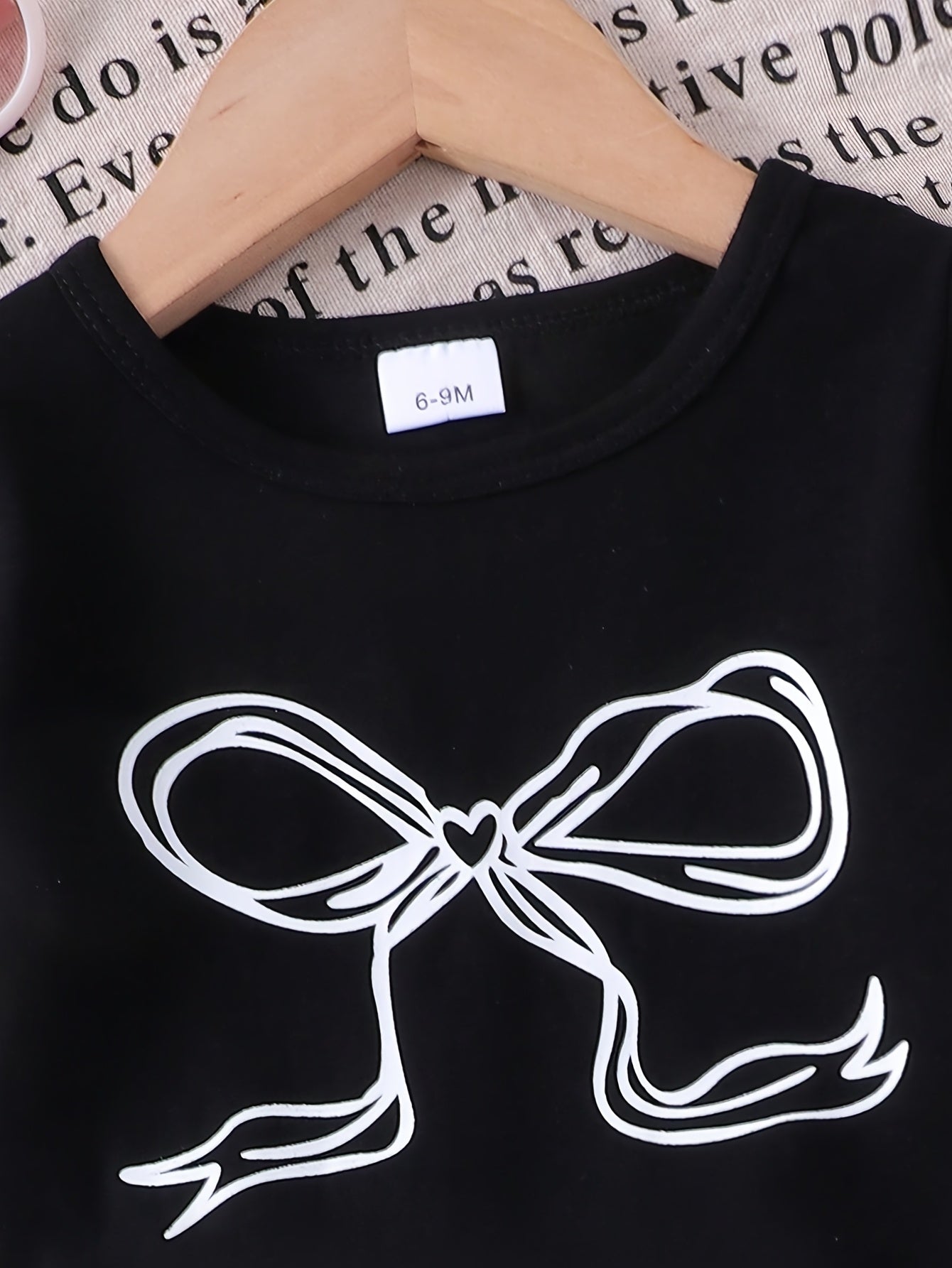 Girls' Black Denim Printed Short-Sleeve Pants - product view 4
