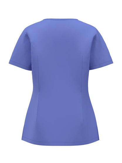 Women's Scrub Pants Set, Elastic Breathable Polyester Spandex Blend, V-Neck Short Sleeve with Pocket, Solid Color, for Work