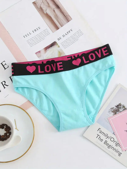 12-Pack Seamless Women'S Briefs with Simple Letter Heart Pattern, Comfortable Stretch Fabric Underwear