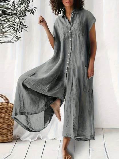Women's Green V-Neck Pleated Jumpsuit - product view 10