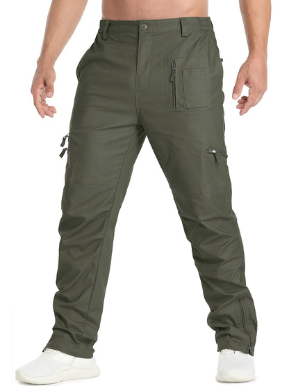 Men'S Cargo Pants /Spandex Scratch-Resistant Outdoor Training Trousers Lightweight with 9 Utility Pockets, Work Pants for Men Zippered Hem Design, Elastic Waistband for Daily Commuting, Office, And Outdoor Activities (Belt Not Included)