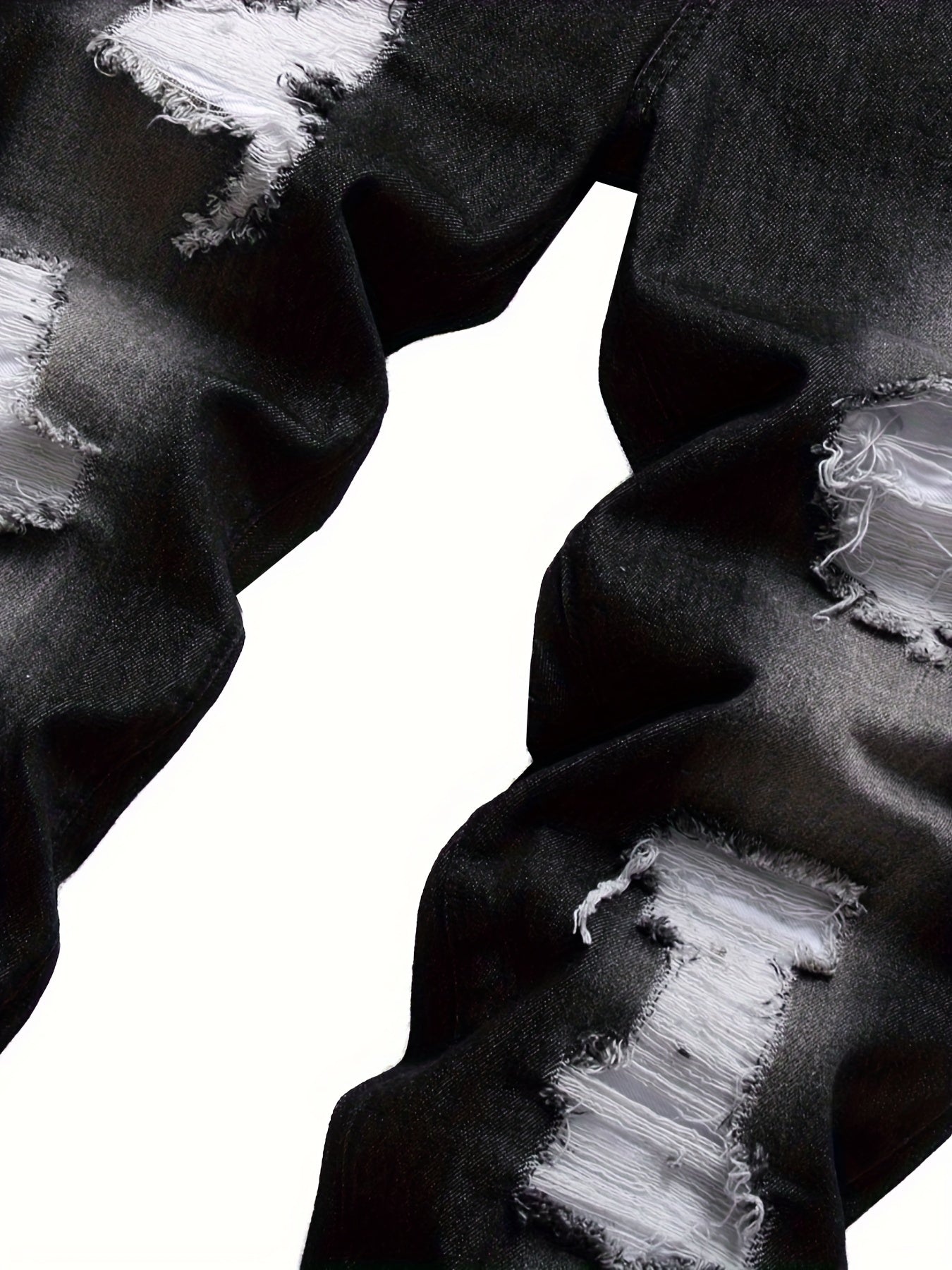 Men Ripped Jeans, Slim Fit Straight Leg, Denim Pants with Holes
