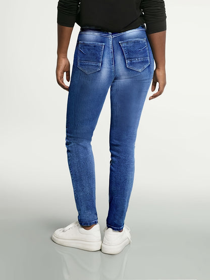 Women's Bright Steel Blue Denim High-Waist Slim-Fit Jeans - product view 15