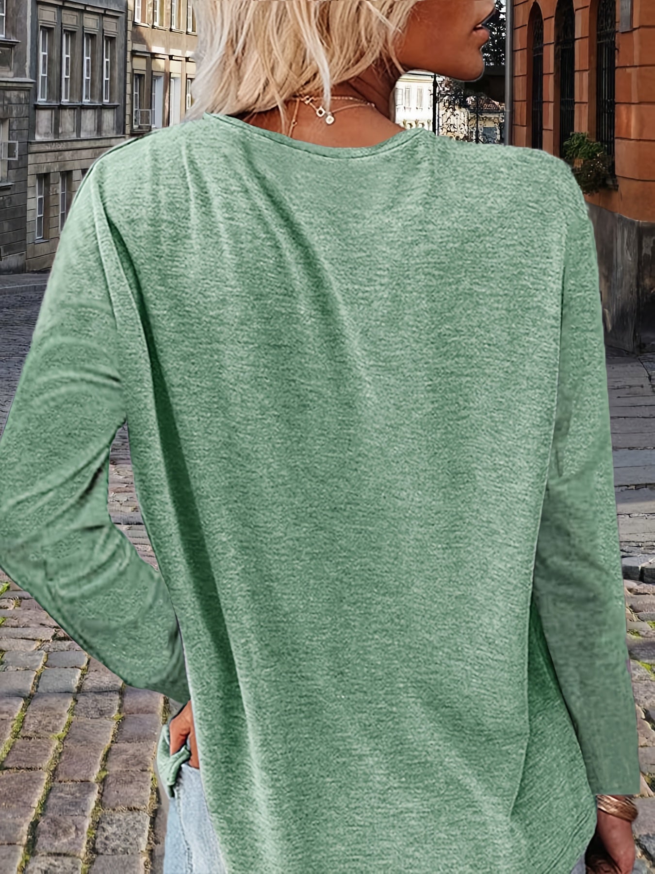 3pcs Women's Spring and Autumn T-shirt Set, Long-sleeved, No Pockets on the Chest, Casual and Comfortable Top.