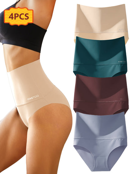 4pcs Seamless High Waisted Triangle Pants, Seamless Abdominal Underwear, Elegant, Comfortable, Skin Friendly And Breathable Underwear, Suitable For Daily Commuting, Women'S Underwear And Underwear