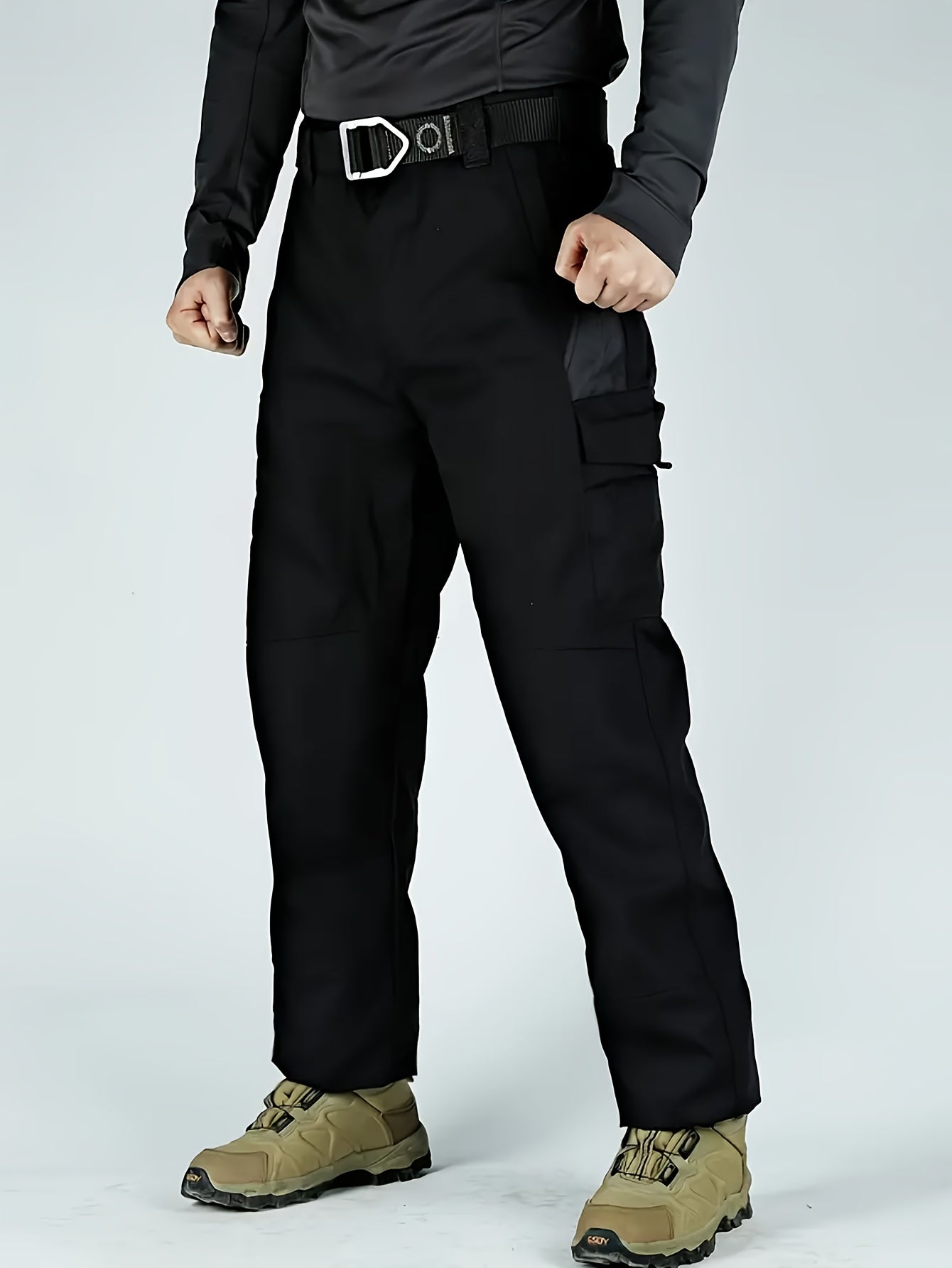 2pcs Men'S Tactical Pants - Heavy-Duty, Adjustable Belt & Multi-Pocket Design, Durable Outdoor Pants For Hiking, Hunting, Climbing, Casual Wear
