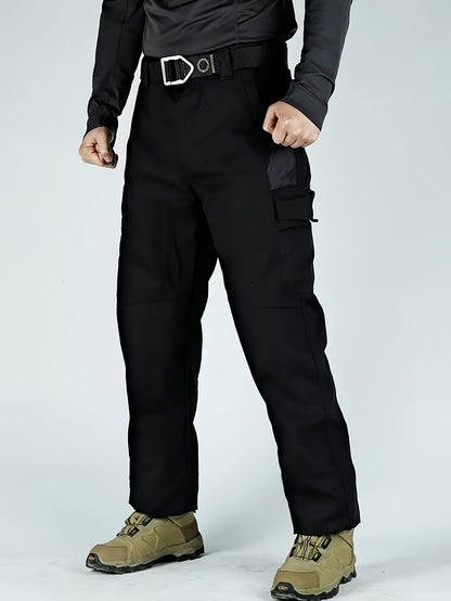 2pcs Men'S Tactical Pants - Heavy-Duty, Adjustable Belt & Multi-Pocket Design, Durable Outdoor Pants For Hiking, Hunting, Climbing, Casual Wear