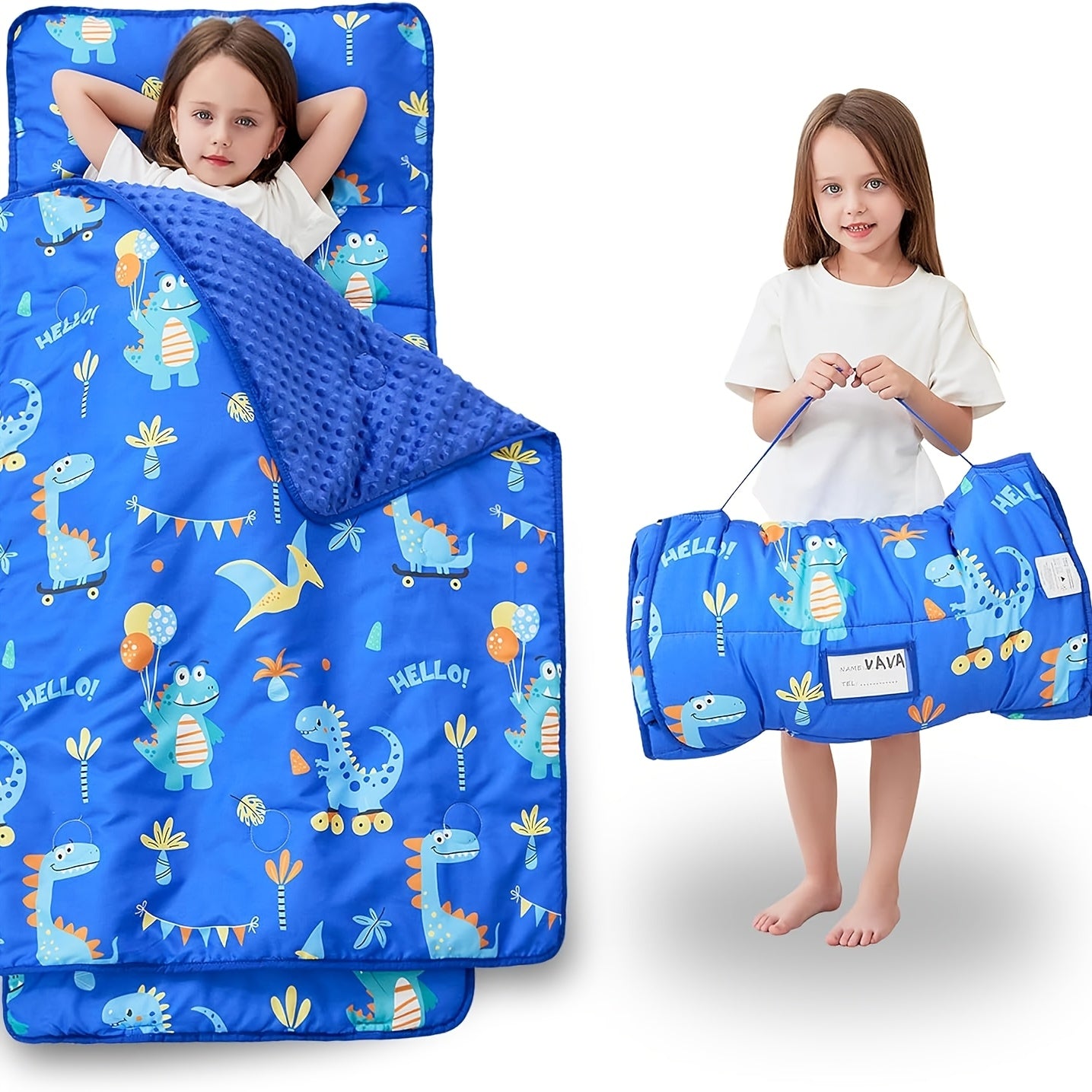Large Rolled Sleeping Mats for Toddlers, Complete with a Pillow And Blanket, Ideal for Daycare, Preschool, And Camping Trips for Both Boys And Girls