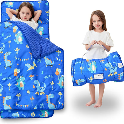 Large Rolled Sleeping Mats for Toddlers, Complete with a Pillow And Blanket, Ideal for Daycare, Preschool, And Camping Trips for Both Boys And Girls