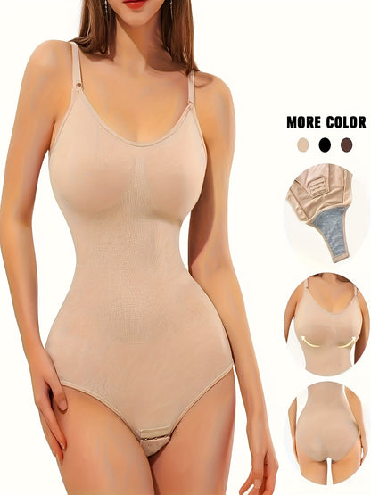 3pcs Seamless Shapewear Bodysuit Full-Body Tummy Suit with Abdominal Compression, Butt Lifting & Hip, High Compression Wear for Gym, Dance, Postpartum, Solid Color Bodysuits