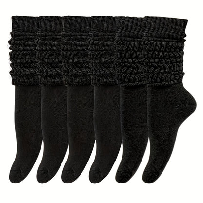 6 Pairs Of Women's Pile Socks, Long Leg Socks, Autumn And Winter, Warm And Comfortable, Soft And Casual High Leg Socks, Leg Covers