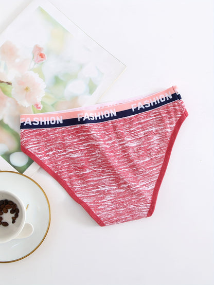 12pcs Camo Print Briefs for Women, Breathable Letter Print Sexy Panties Women's Colorful Striped Underwear Set