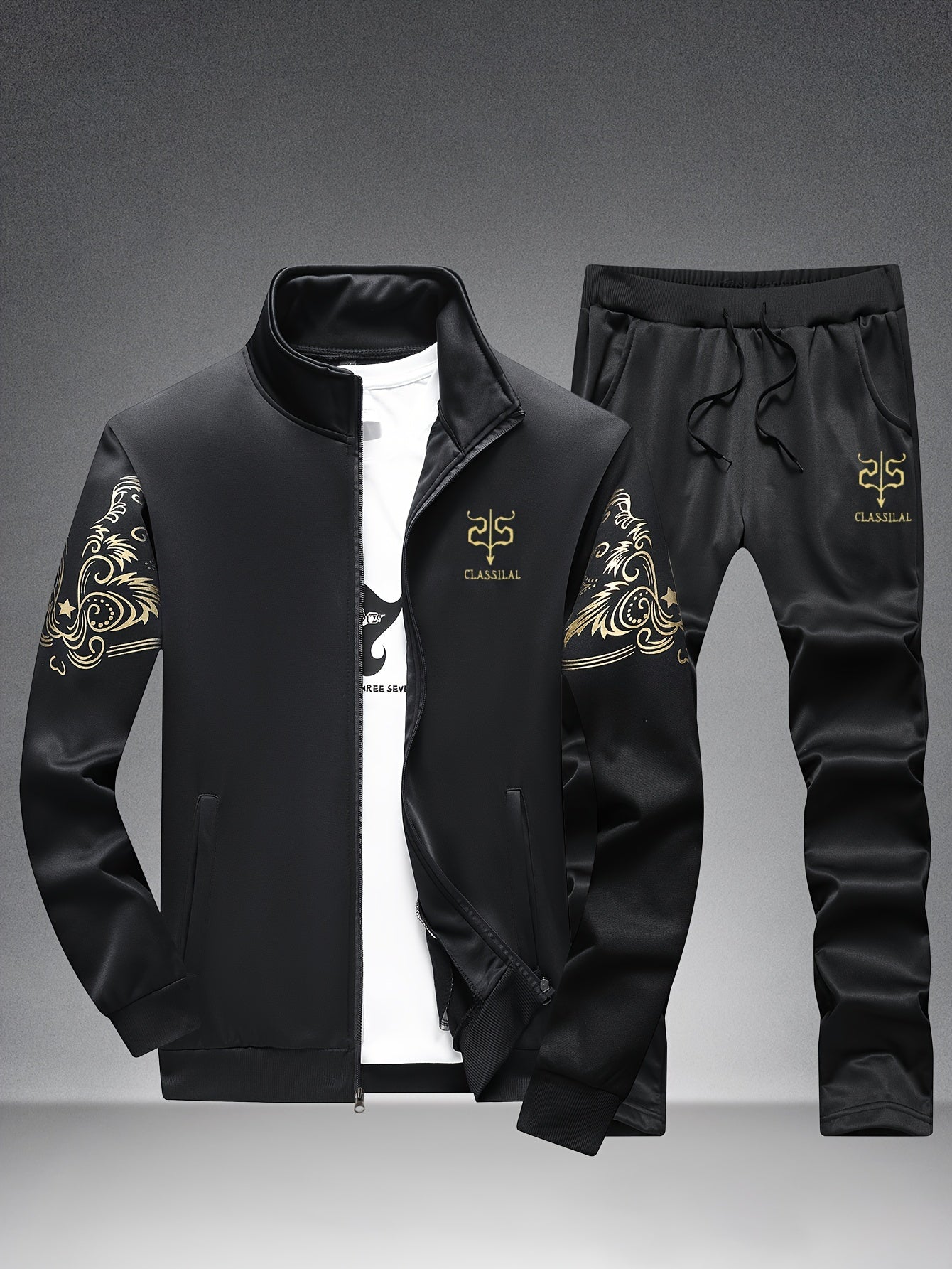Spring And Autumn Style Men'S Zipper Open Cardigan Sports Suit