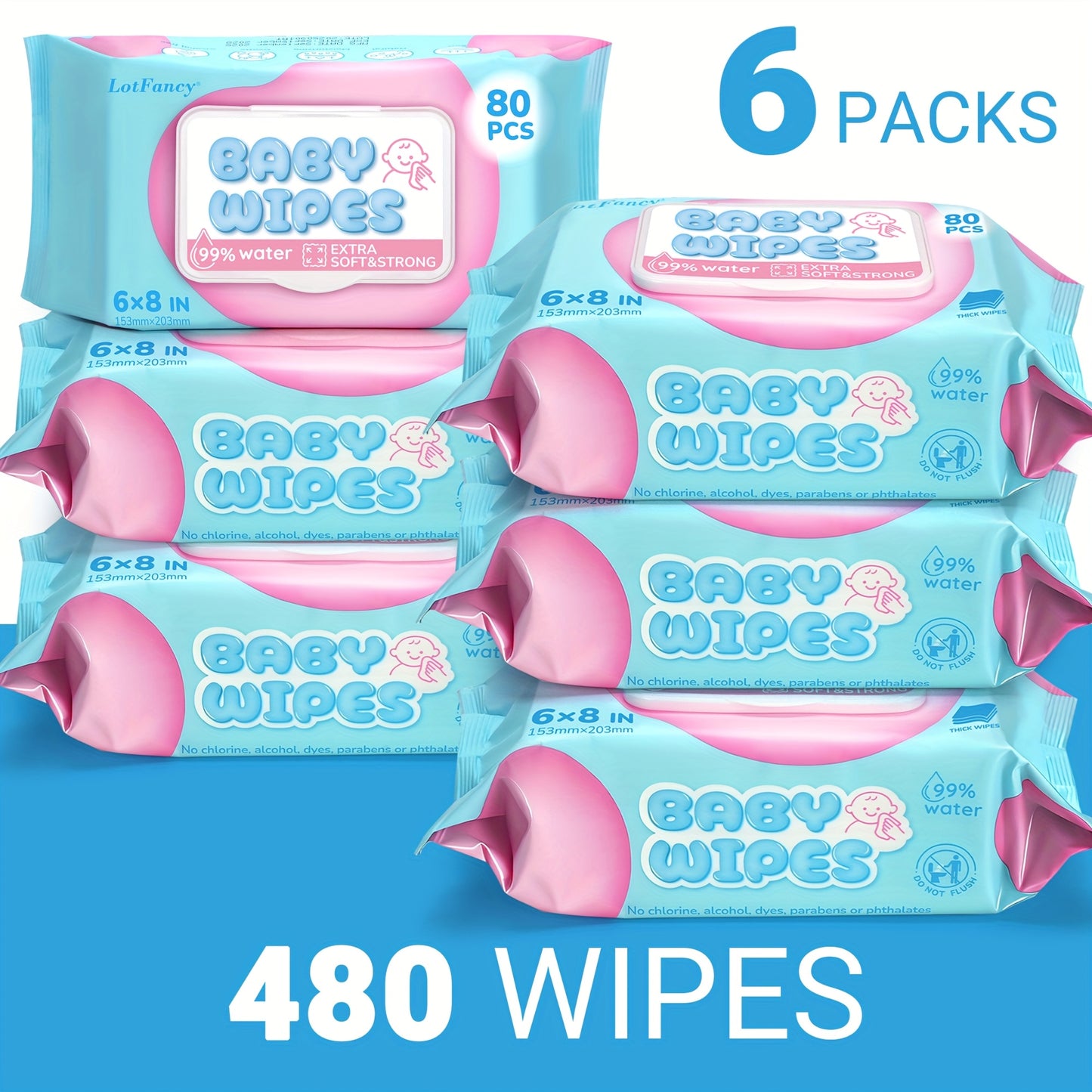 1/3/4/6/8 Pack Baby Wet Wipes for Infant Toddler, 99% EDI Pure Water No Fluorescent Agent Zero Additives for Sensitive Newborn Baby Clean Baby Face Hand & Mouth Butt Water Wipes Kids Cleaning Wipes Large Packing for Family Use Toilet Paper