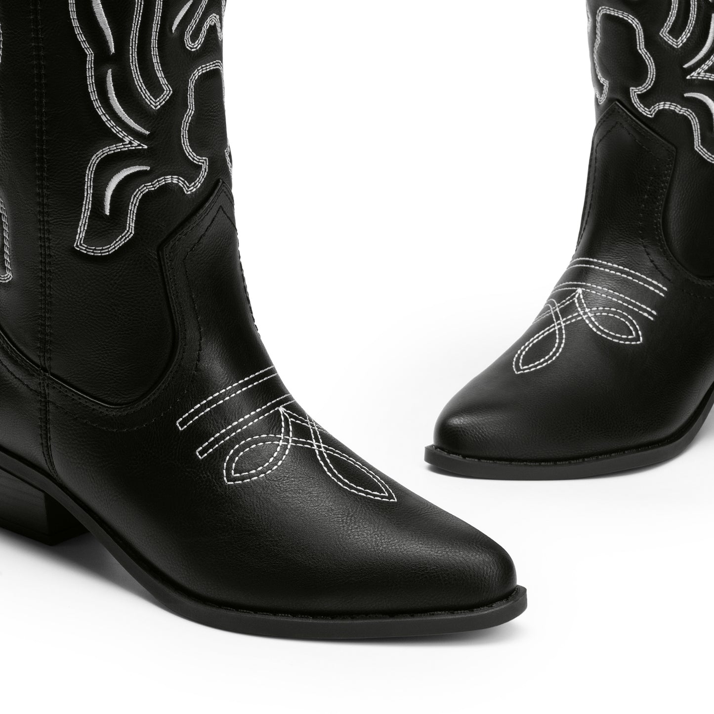 Women's Cowboy Boots Mid Calf Cowgirl Boots Embroidery Stitched Western Boots